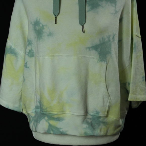 Mono B | Yellow & Green Tie Dye Cropped Hoodie | Sz L - Picture 3 of 16